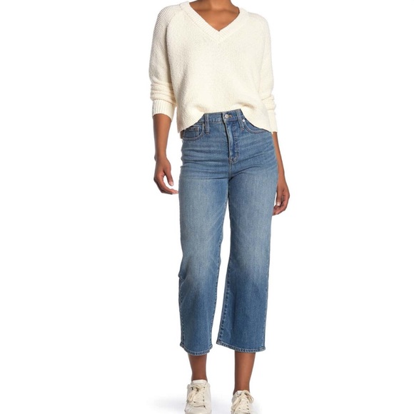 Madewell NWT Slim Wide Leg Studded Jeans - Picture 7 of 10